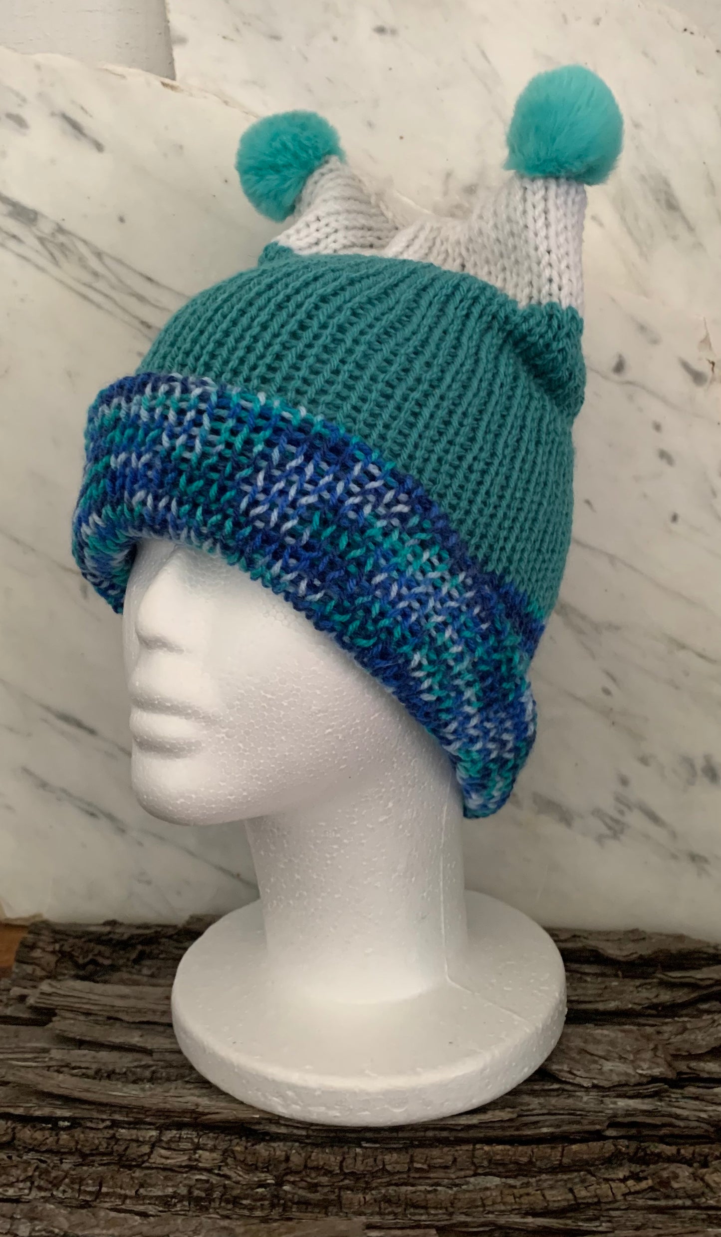 Bear Beanie - Teal Blue